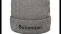 Embroidered Ribbed Knit Cozy Beanie