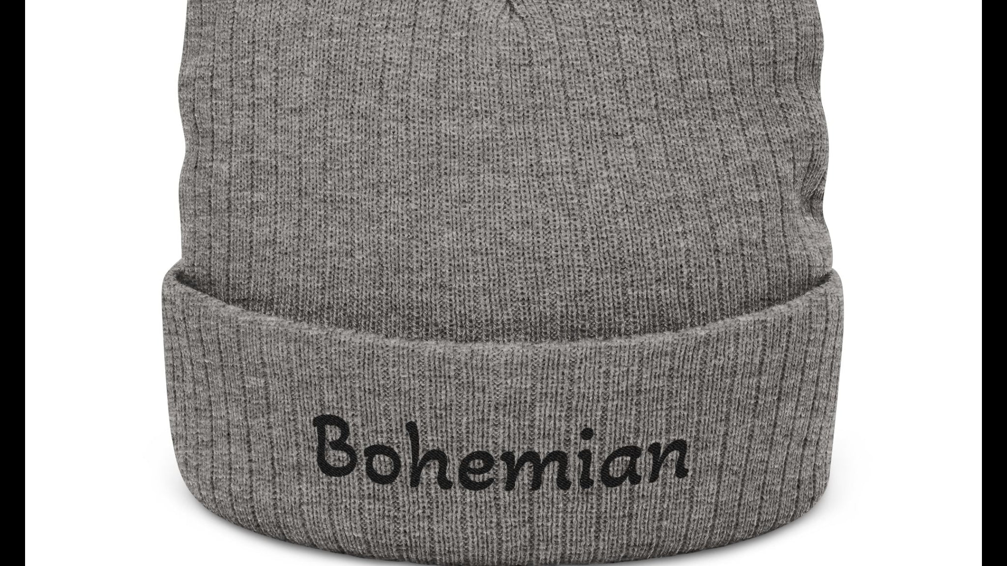Embroidered Ribbed Knit Cozy Beanie