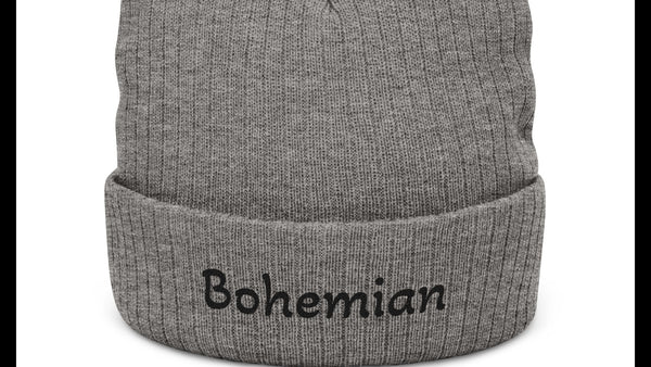 Embroidered Ribbed Knit Cozy Beanie